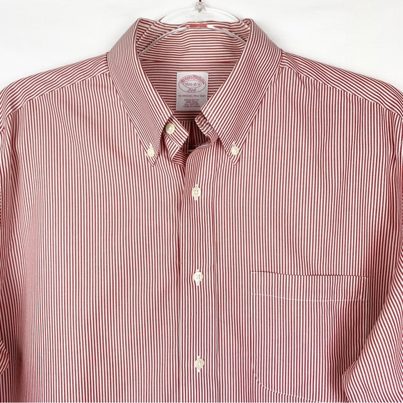 Brooks Brothers Regular Fit Button Down Long Sleeve Non-Iron Stripes size 15.5 - Picture 4 of 6